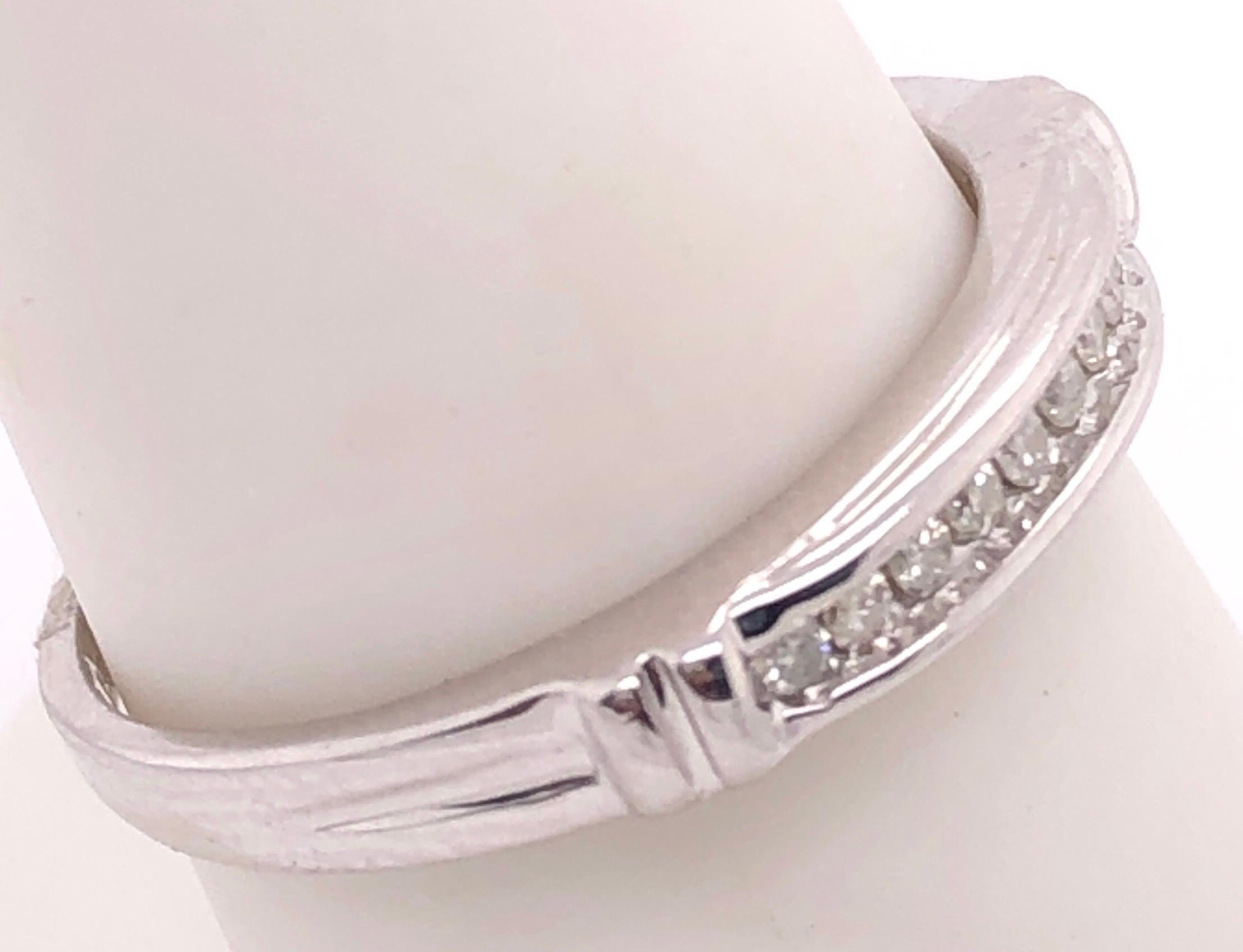 Taille ronde Anneau / bague de mariage en or blanc 14 carats et diamants 0,25 TDW en vente