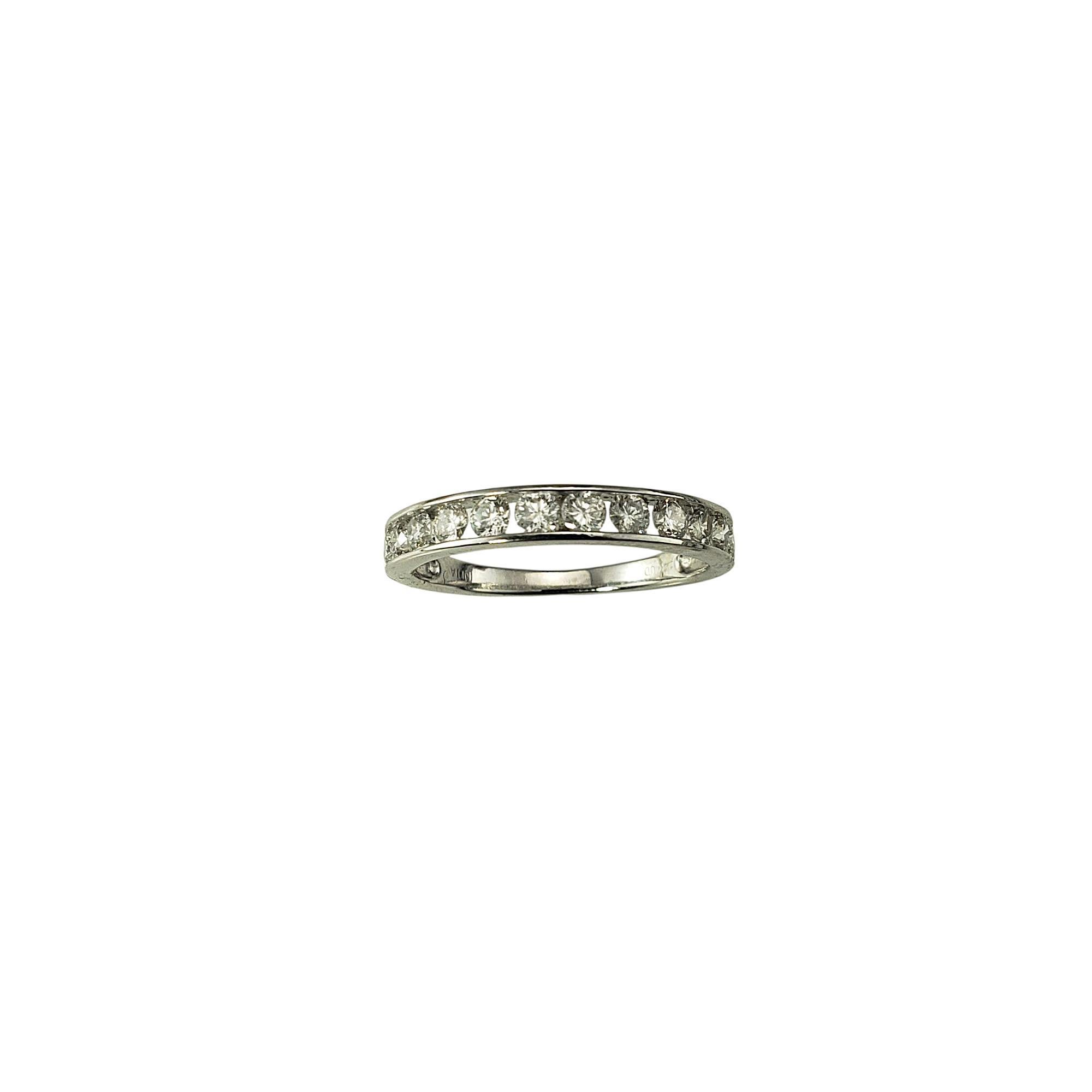 14 Karat White Gold and Diamond Band Ring Size 10.25

Crafted in 14K white gold, this elegant band features 12 round brilliant cut diamonds channel set to ensure a smooth, secure and continuous sparkle. 

Width: 3.8 mm. Shank: 2.5 mm.

Approximate