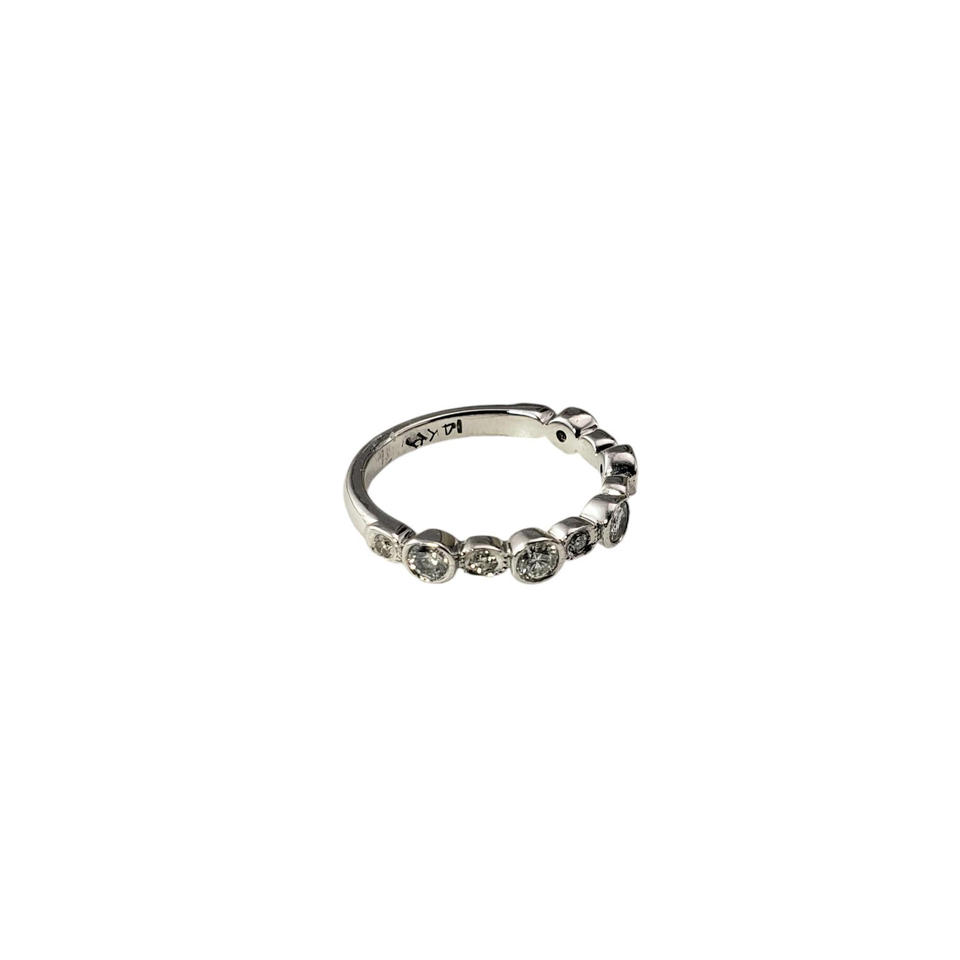 14 Karat White Gold and Diamond Band Ring Size 3 #18247 In Good Condition For Sale In Washington Depot, CT