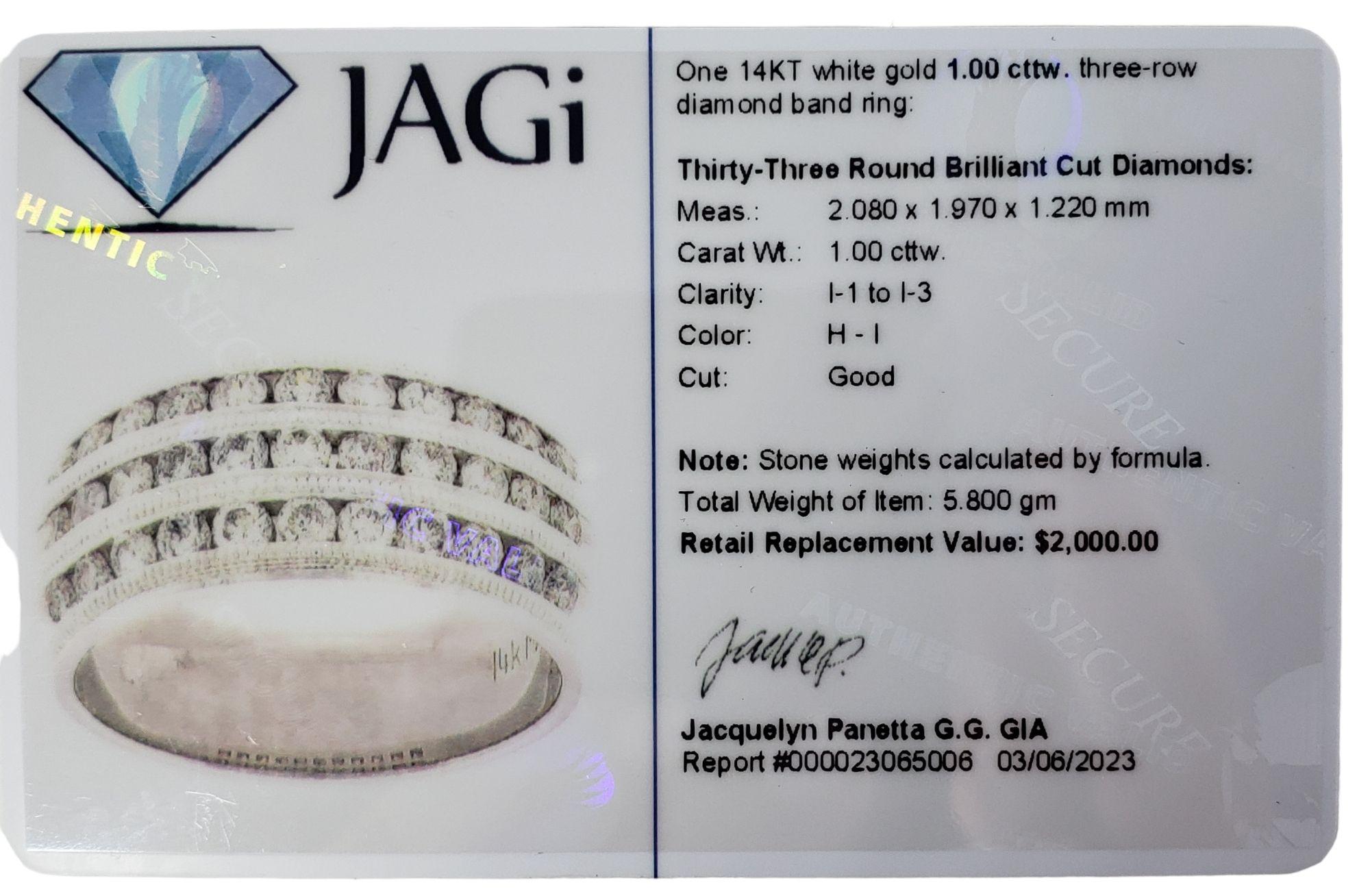 14 Karat White Gold and Diamond Band Ring #14023 For Sale 2