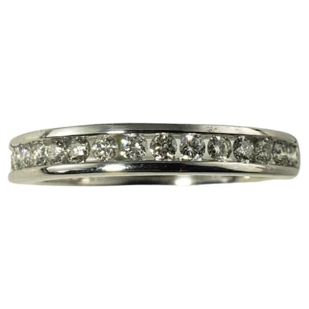 14 Karat White Gold and Diamond Band Ring For Sale