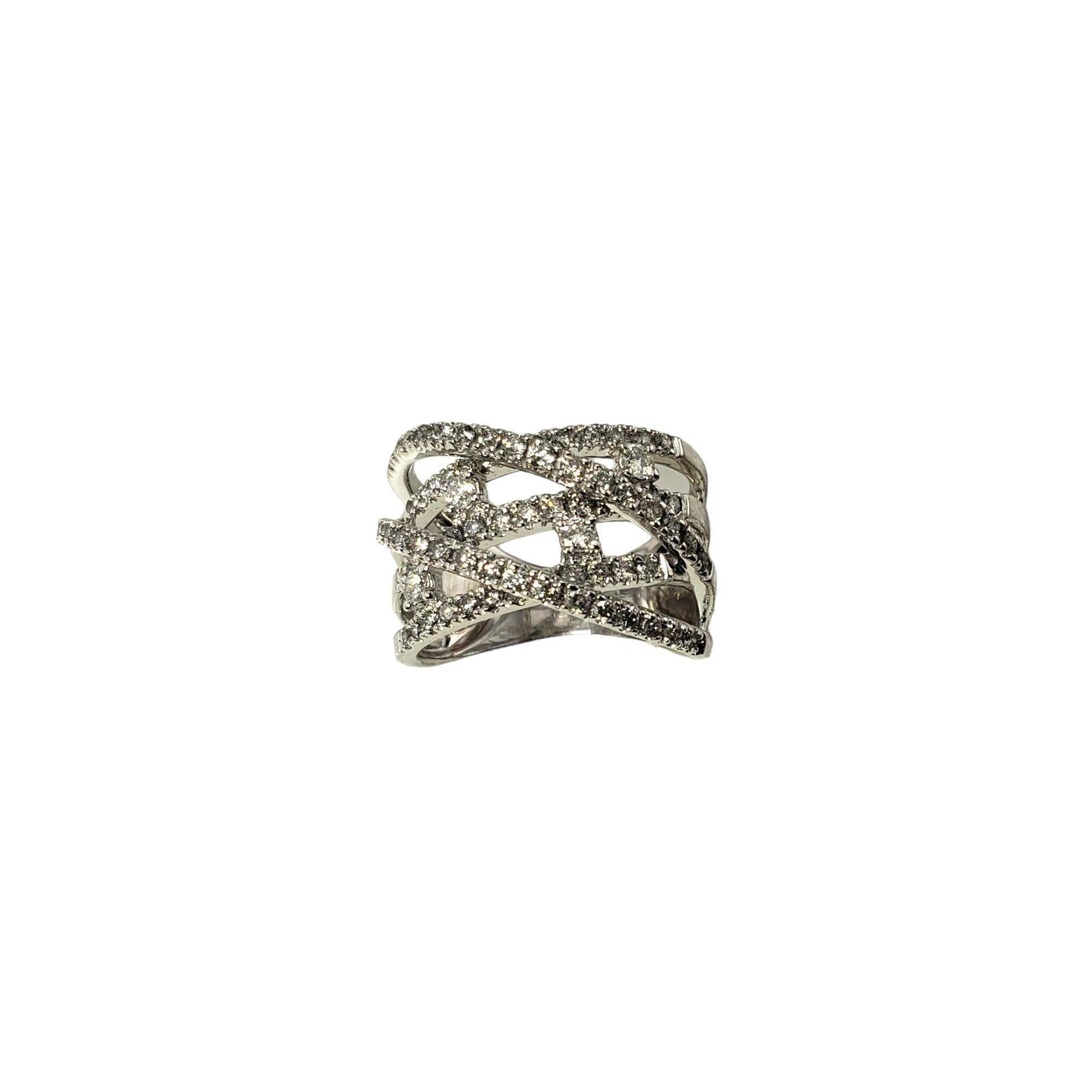 Round Cut 14 Karat White Gold and Diamond Band Ring For Sale