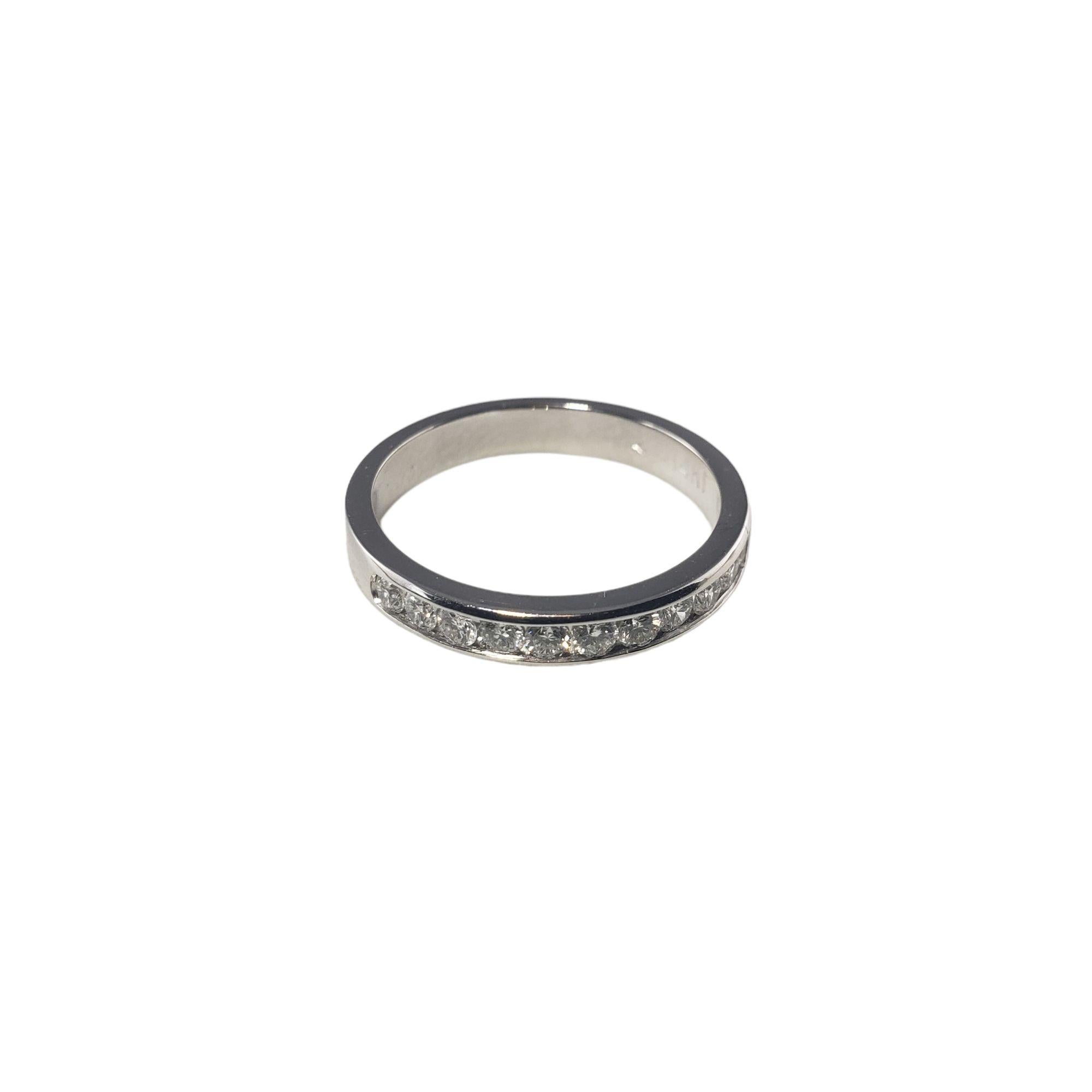 Taille brillant Bague jonc en or blanc 14 carats et diamants taille 6 n°14729 en vente