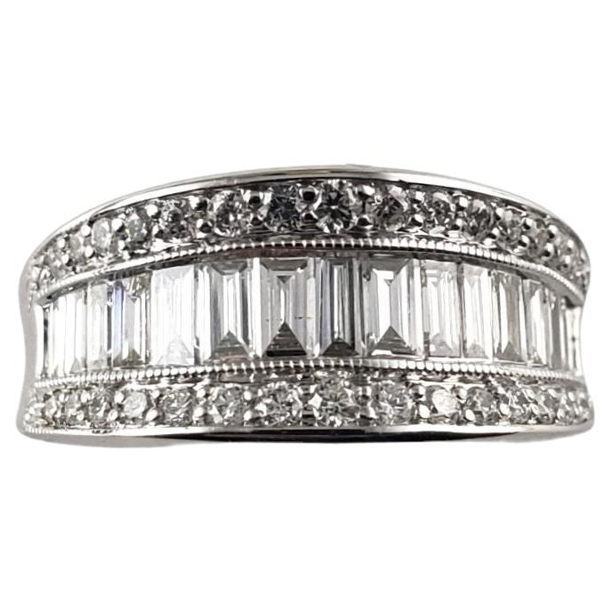 14 Karat White Gold and Diamond Band Ring Size 6 #14788 For Sale