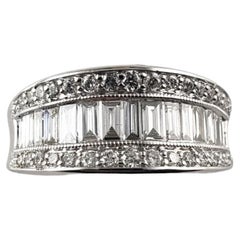 Vintage 14 Karat White Gold and Diamond Band Ring Size 6 #14788