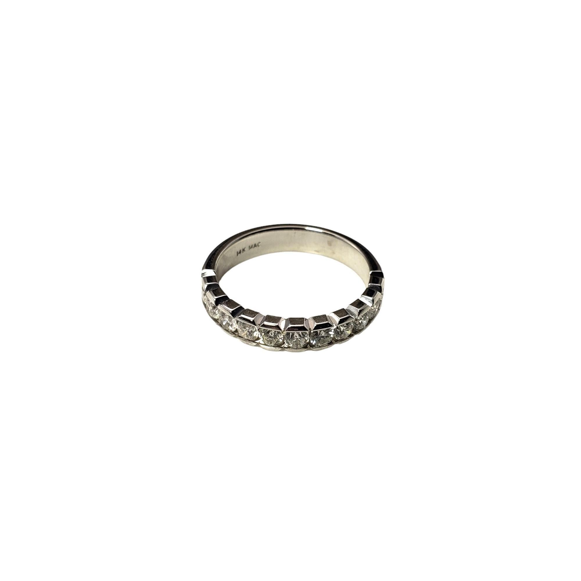 Round Cut 14 Karat White Gold and Diamond Band Ring Size 7 #15632