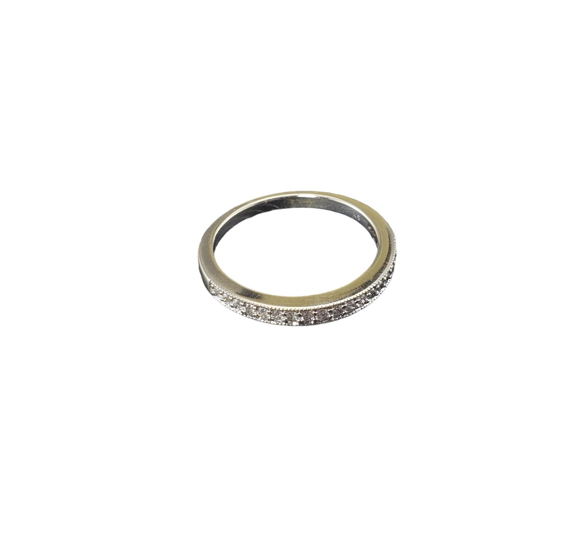 Taille brillant Bague à anneau en or blanc 14 carats et diamants taille 7 n°17054 en vente