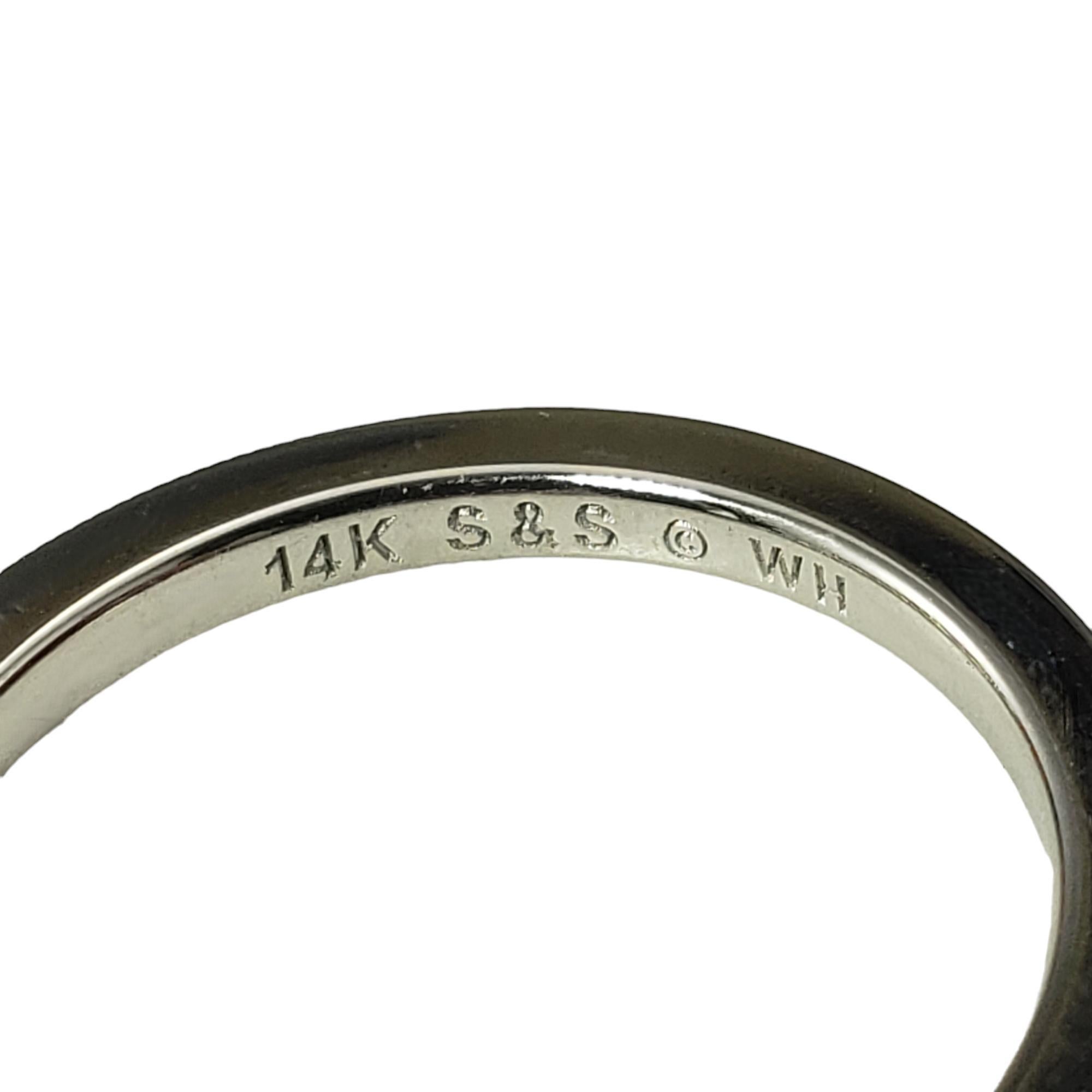 Anello a fascia in oro bianco 14 carati e diamanti misura 7 #17581 in vendita 1