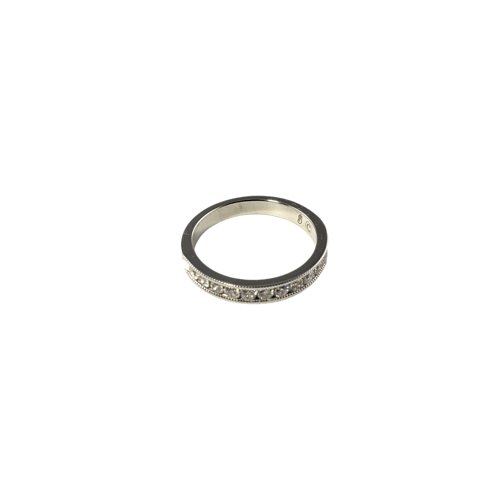 Round Cut 14 Karat White Gold and Diamond Band Ring For Sale