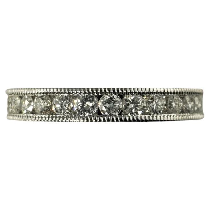 14 Karat White Gold and Diamond Band Ring For Sale