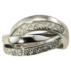 Anello a fascia in oro bianco 14 carati e diamanti misura 7,25