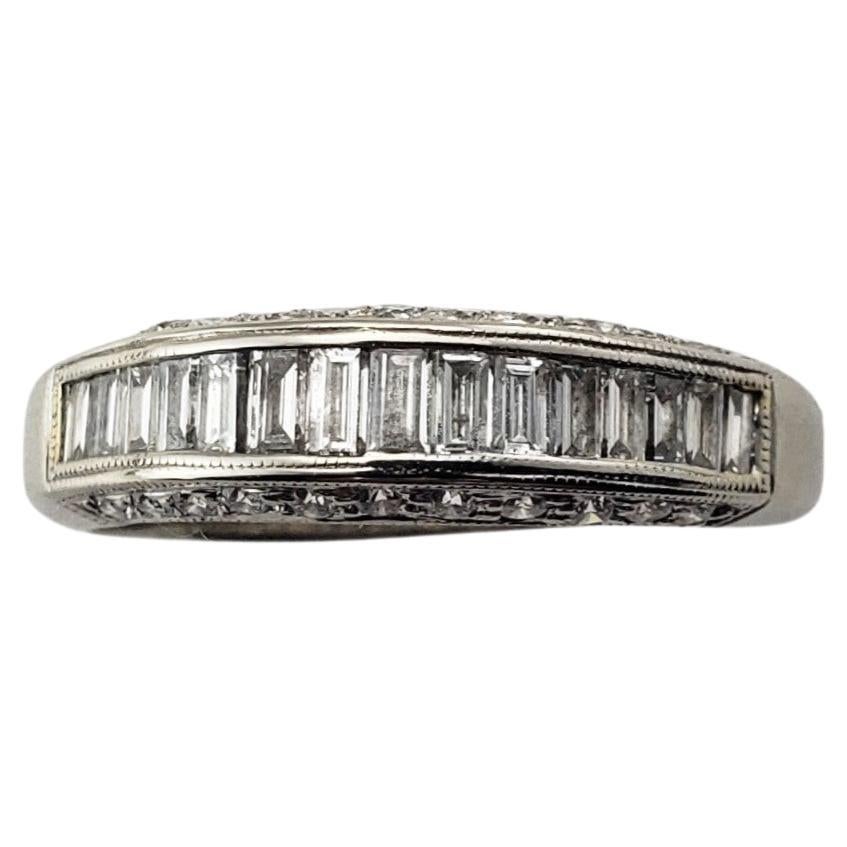 14 Karat White Gold and Diamond Band Ring For Sale