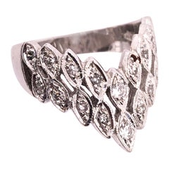 Alianza de Boda / Anillo de Novia en Oro Blanco de 14 Kilates y Diamantes