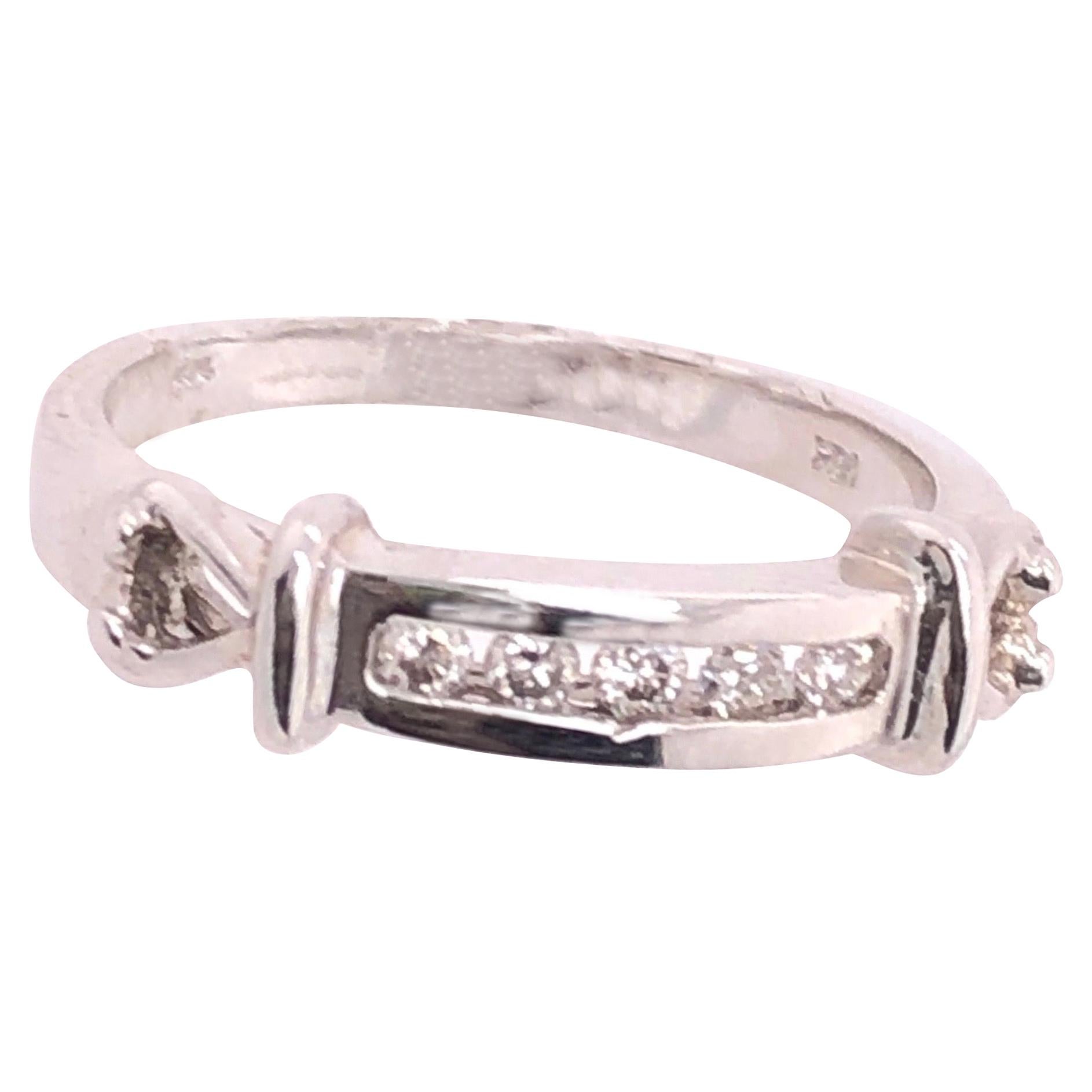 14 Karat White Gold and Diamond Band Wedding Ring Bridal For Sale