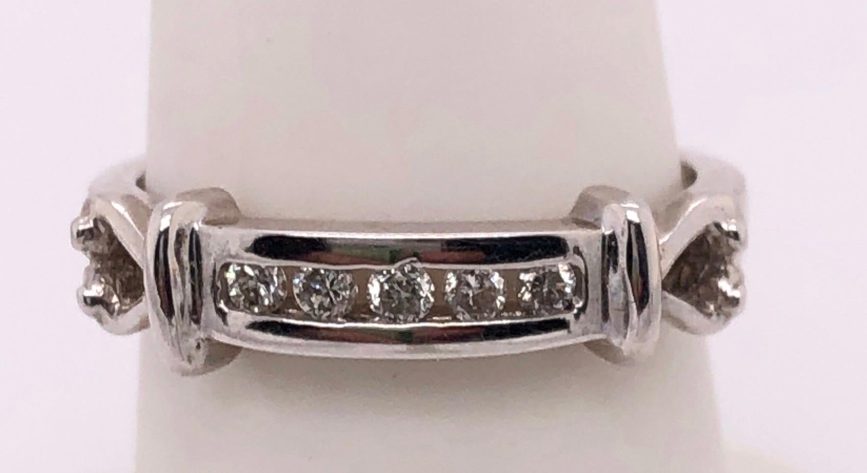 Modern 14 Karat White Gold and Diamond Band Wedding Ring Bridal For Sale