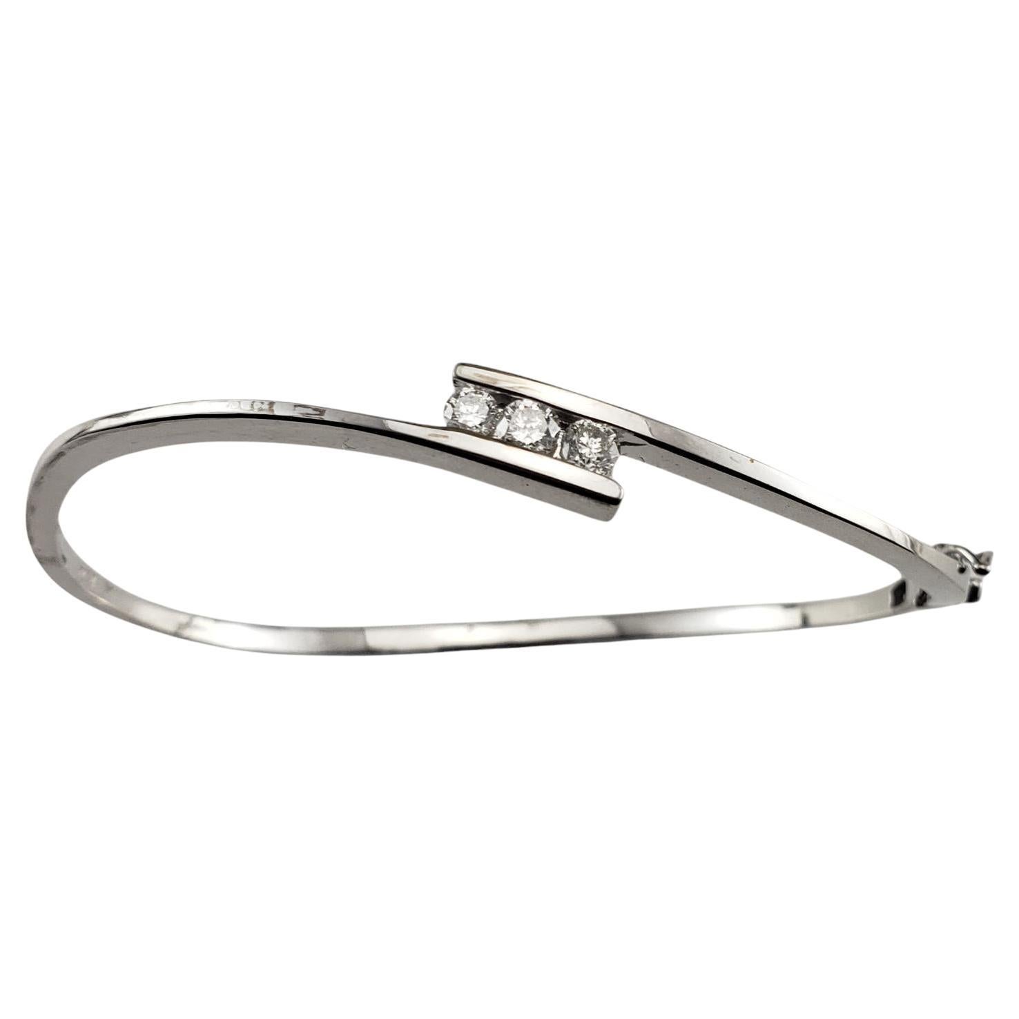 14 Karat White Gold and Diamond Bangle Bracelet #18738