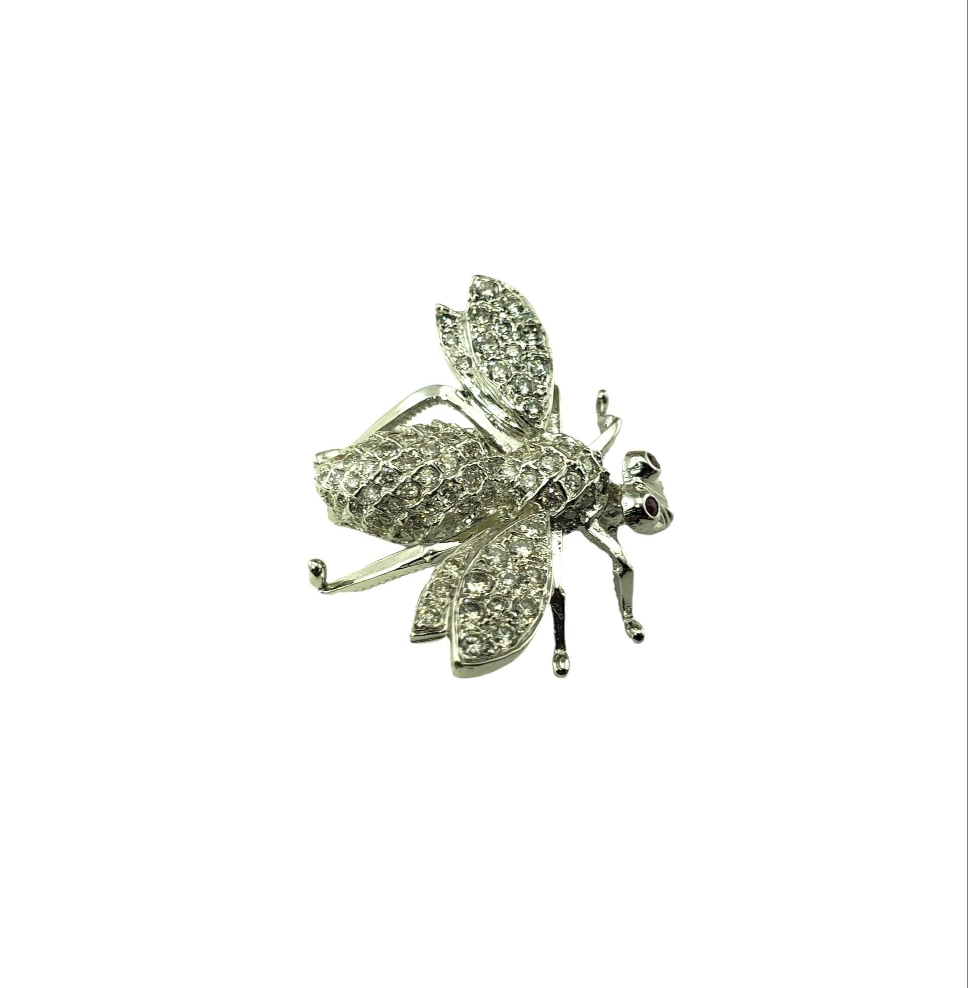 Round Cut 14 Karat White Gold and Diamond Bee Brooch/Pin #15472