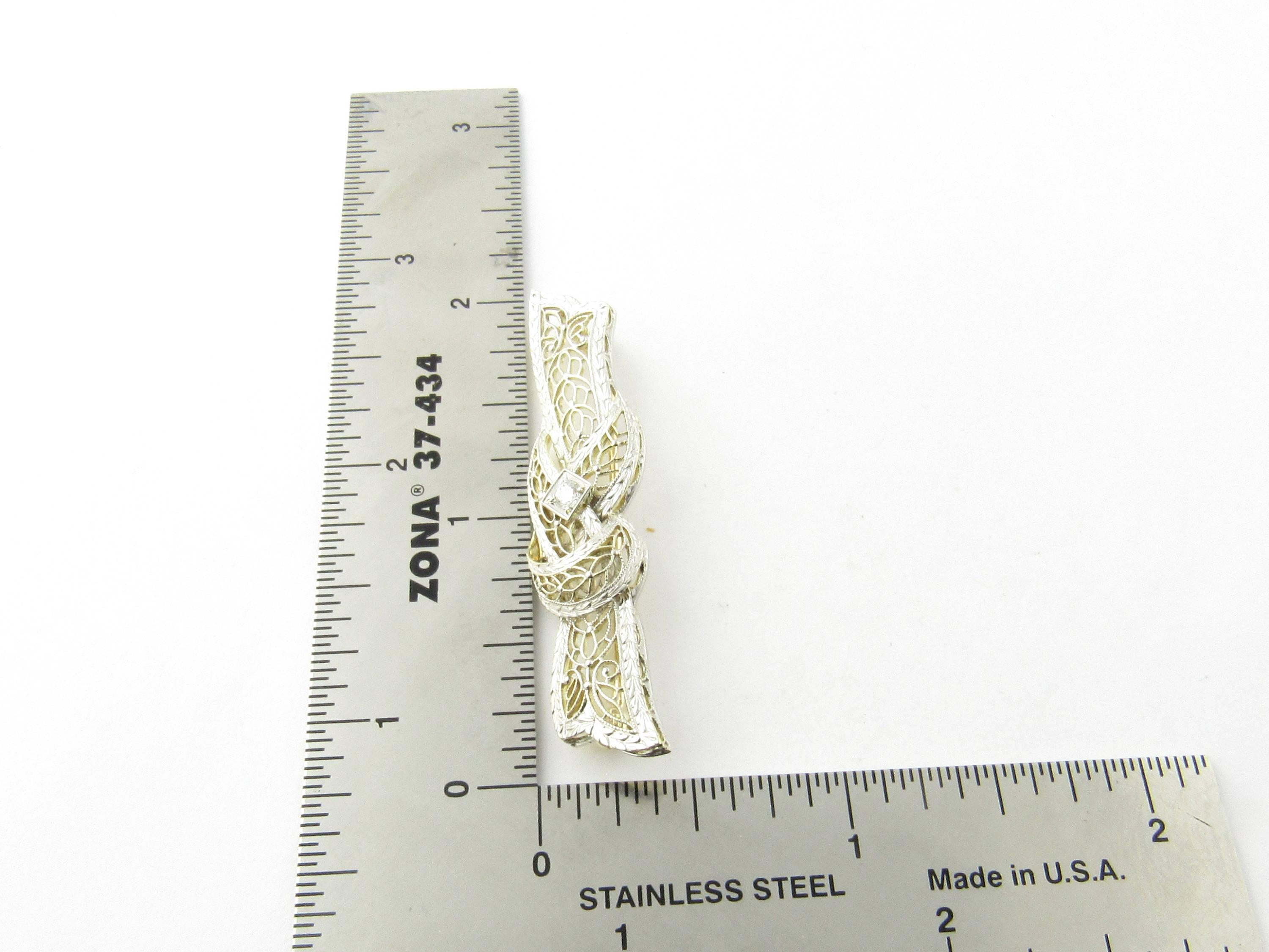 14 Karat White and Yellow Gold and Diamond Brooch or Pin 1