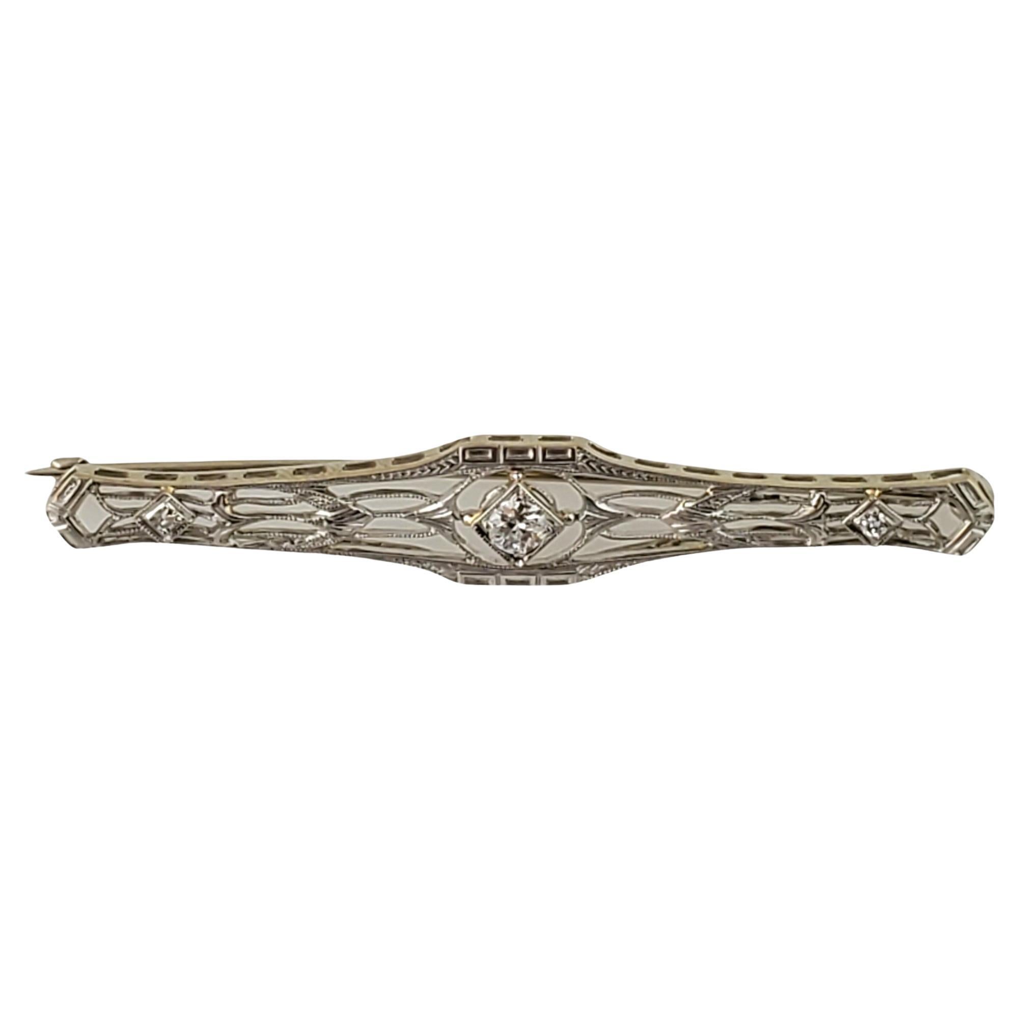 14 Karat White Gold and Diamond Brooch/Pin #3850 For Sale