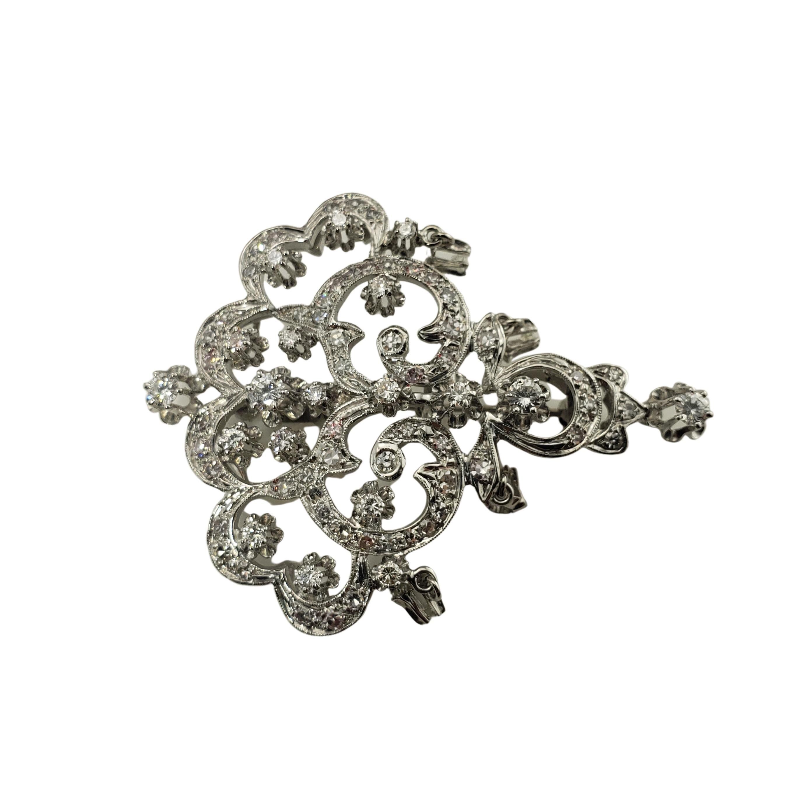 14 Karat White Gold and Diamond Brooch/Pin In Good Condition For Sale In Washington Depot, CT