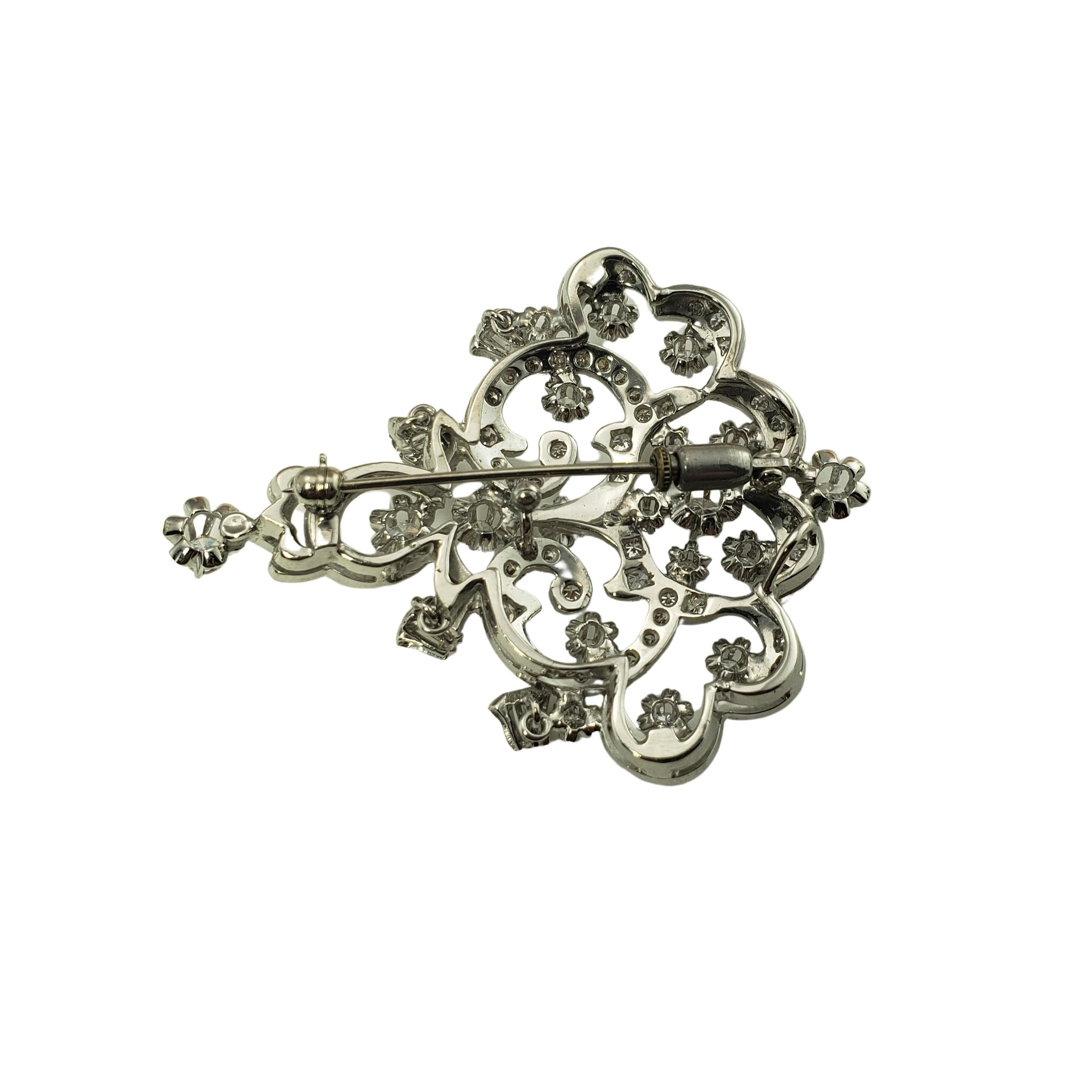 Women's 14 Karat White Gold and Diamond Brooch/Pin For Sale