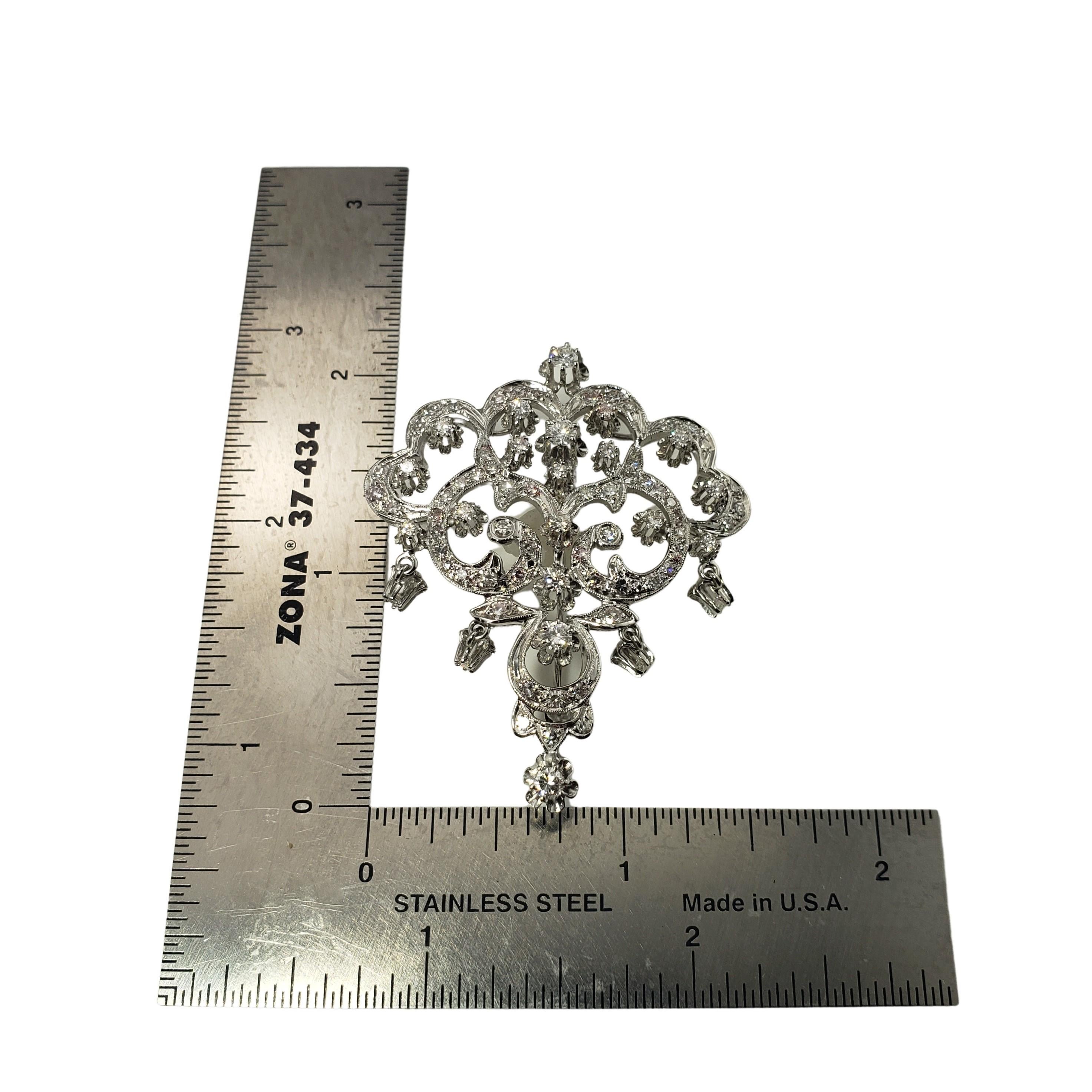 14 Karat White Gold and Diamond Brooch/Pin For Sale 1