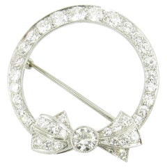 14 Karat White Gold and Diamond Brooch or Pin
