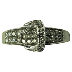 14 Karat White Gold and Diamond Buckle Ring Size 6.5 #14474