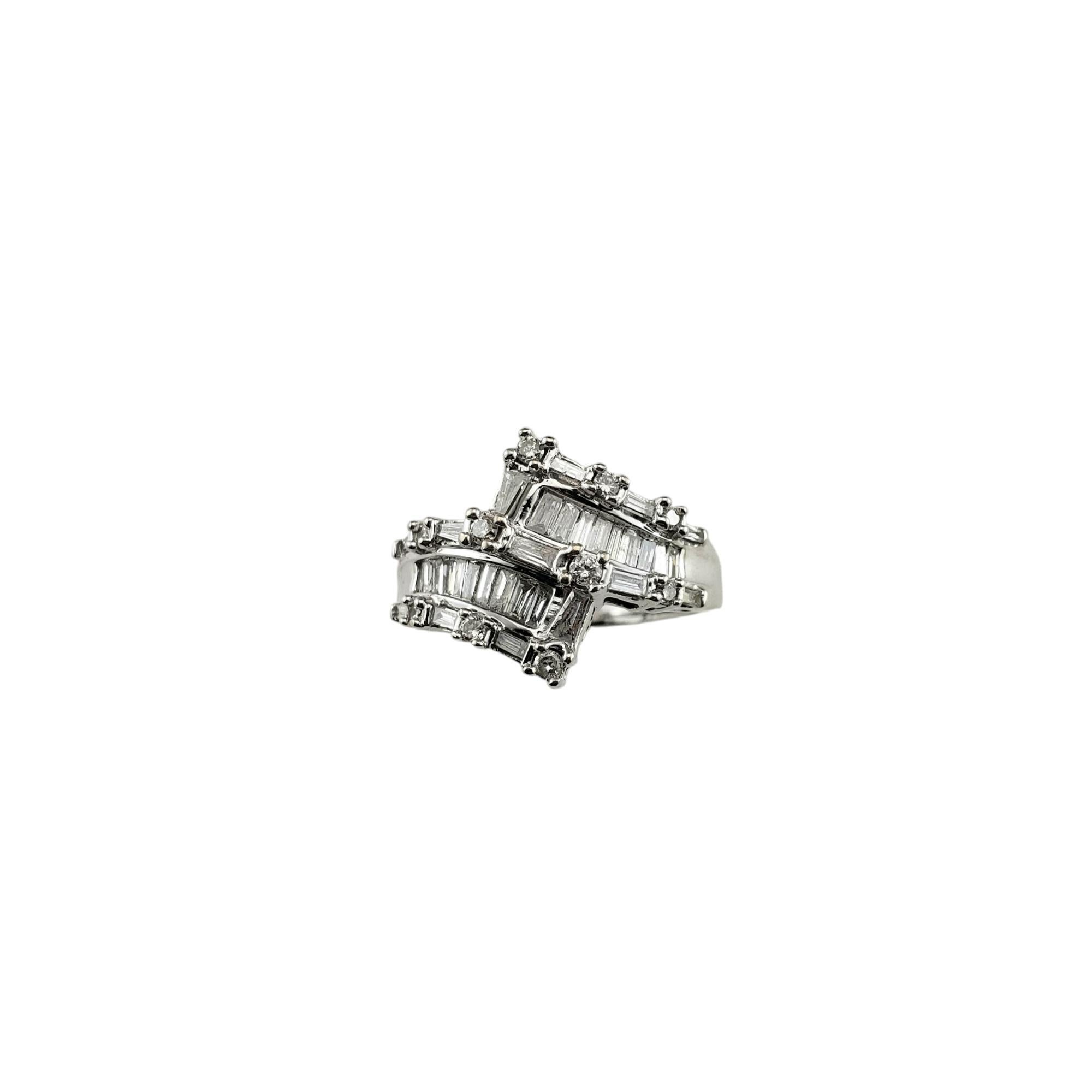 Anello Bypass in oro bianco 14 carati e diamanti misura 7 #19549