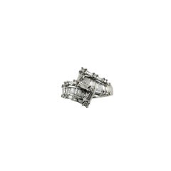 14 Karat White Gold and Diamond Bypass Ring Size 7 #19549
