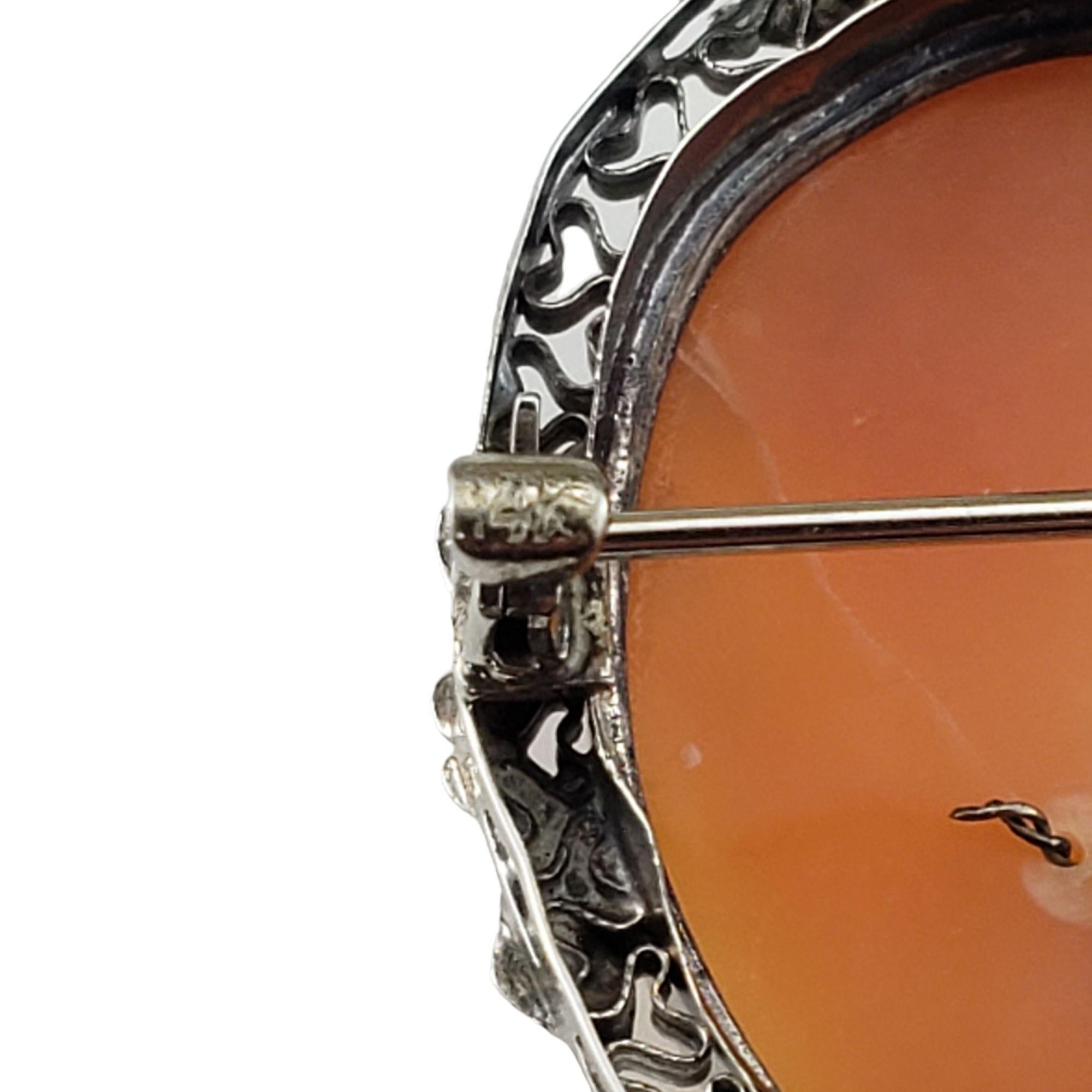 14 Karat White Gold and Diamond Cameo Brooch/Pendant #17514 For Sale 1