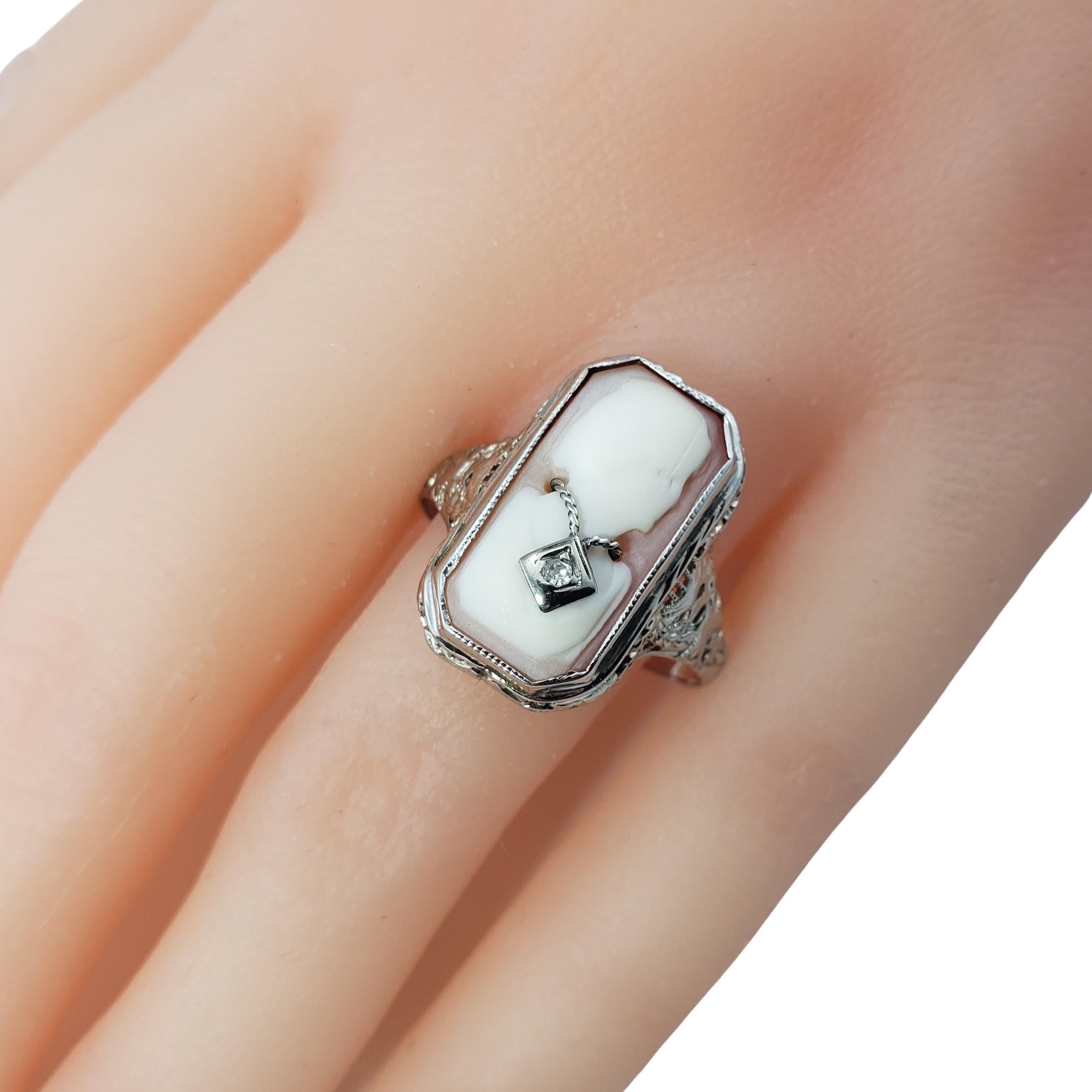 Kamee-Ring aus 14 Karat Weißgold mit Diamanten 2