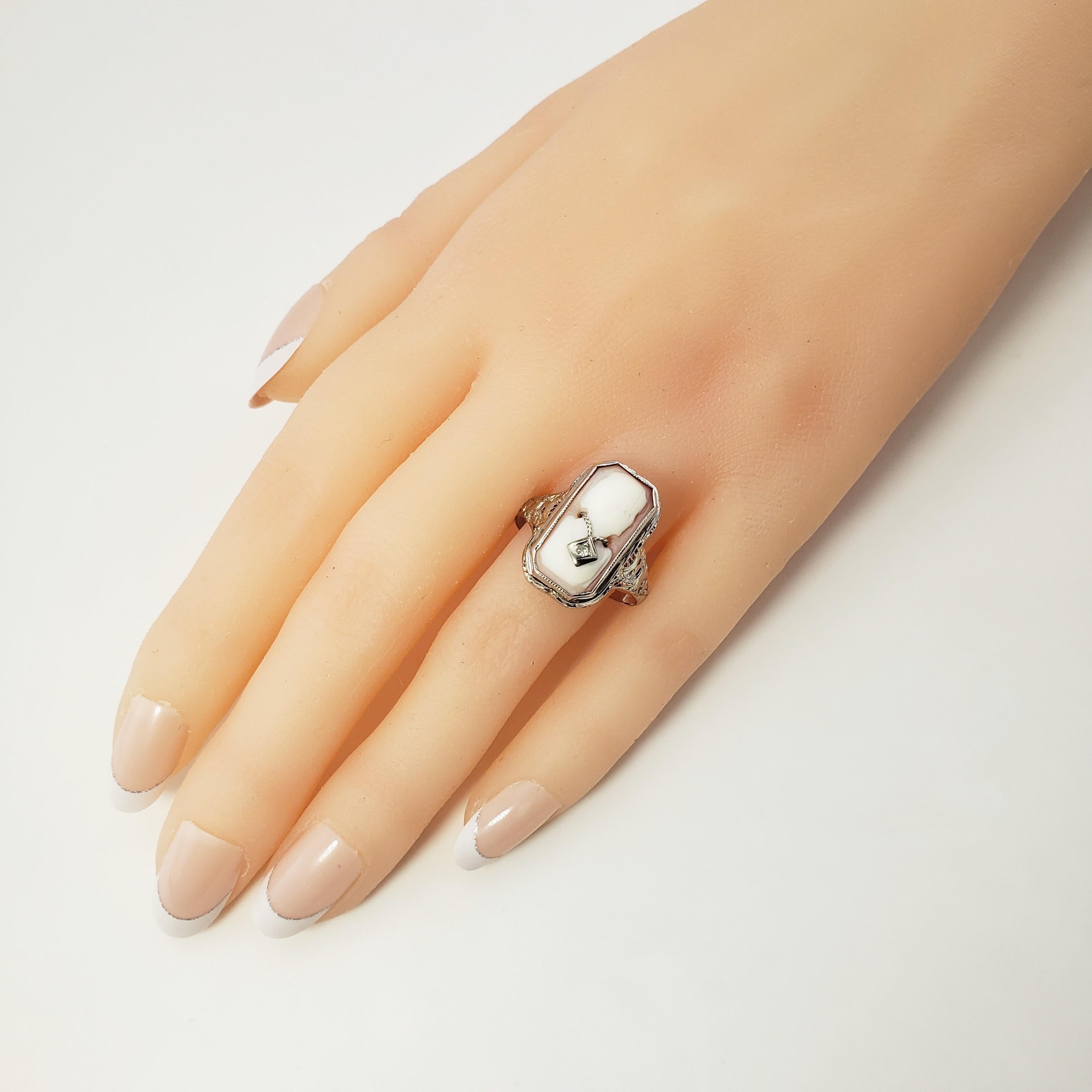 Kamee-Ring aus 14 Karat Weißgold mit Diamanten 3