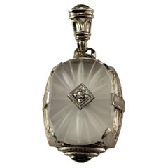 14 Karat White Gold and Diamond Camphor Glass Pendant #19410