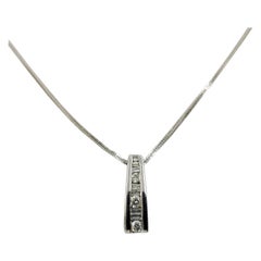 14 Karat White Gold and Diamond Channel Necklace