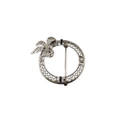 14 Karat White Gold and Diamond Circle Brooch/Pin #21978