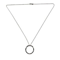 14 Karat White Gold and Diamond Circle Pendant Necklace #15493