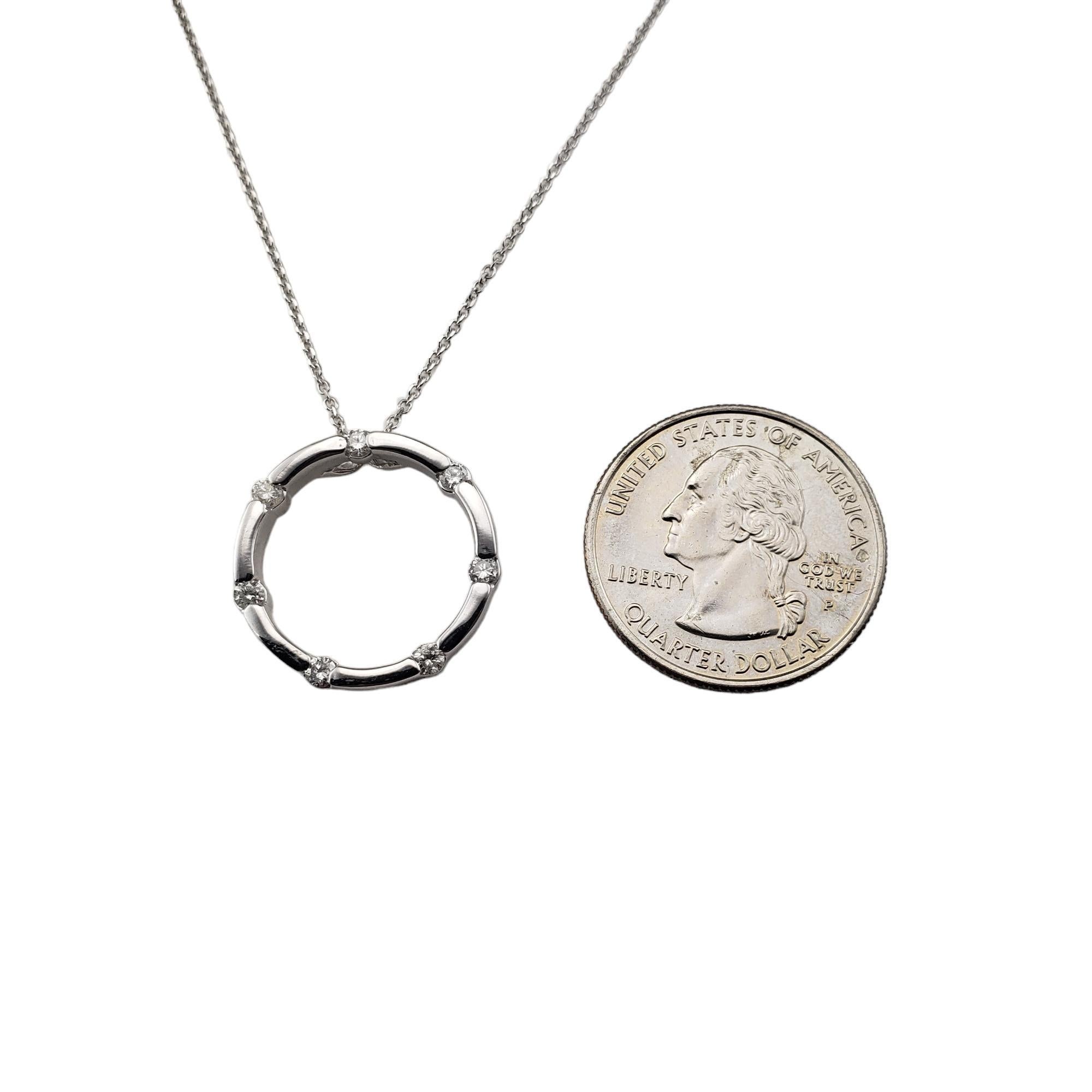 Women's 14 Karat White Gold and Diamond Circle Pendant Necklace #15493 For Sale