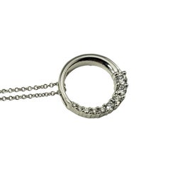 14 Karat White Gold and Diamond Circle Pendant Necklace