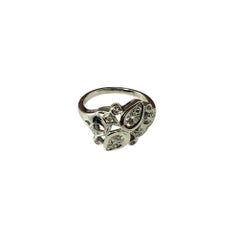 14 Karat White Gold and Diamond Cluster Ring Size 3.25-3.5 #22489