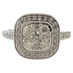 Anillo en racimo de oro blanco de 14 quilates y diamantes talla 5.75 #16994