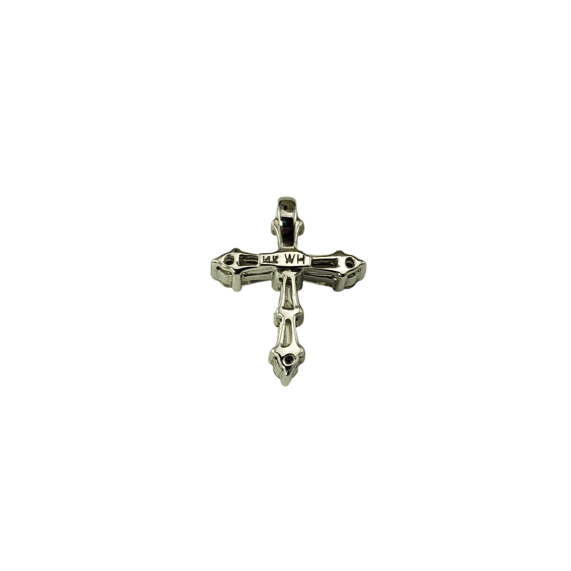 Baguette Cut 14 Karat White Gold and Diamond Cross Pendant #17048 For Sale