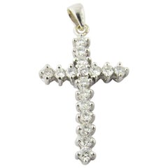 14 Karat White Gold and Diamond Cross Pendant