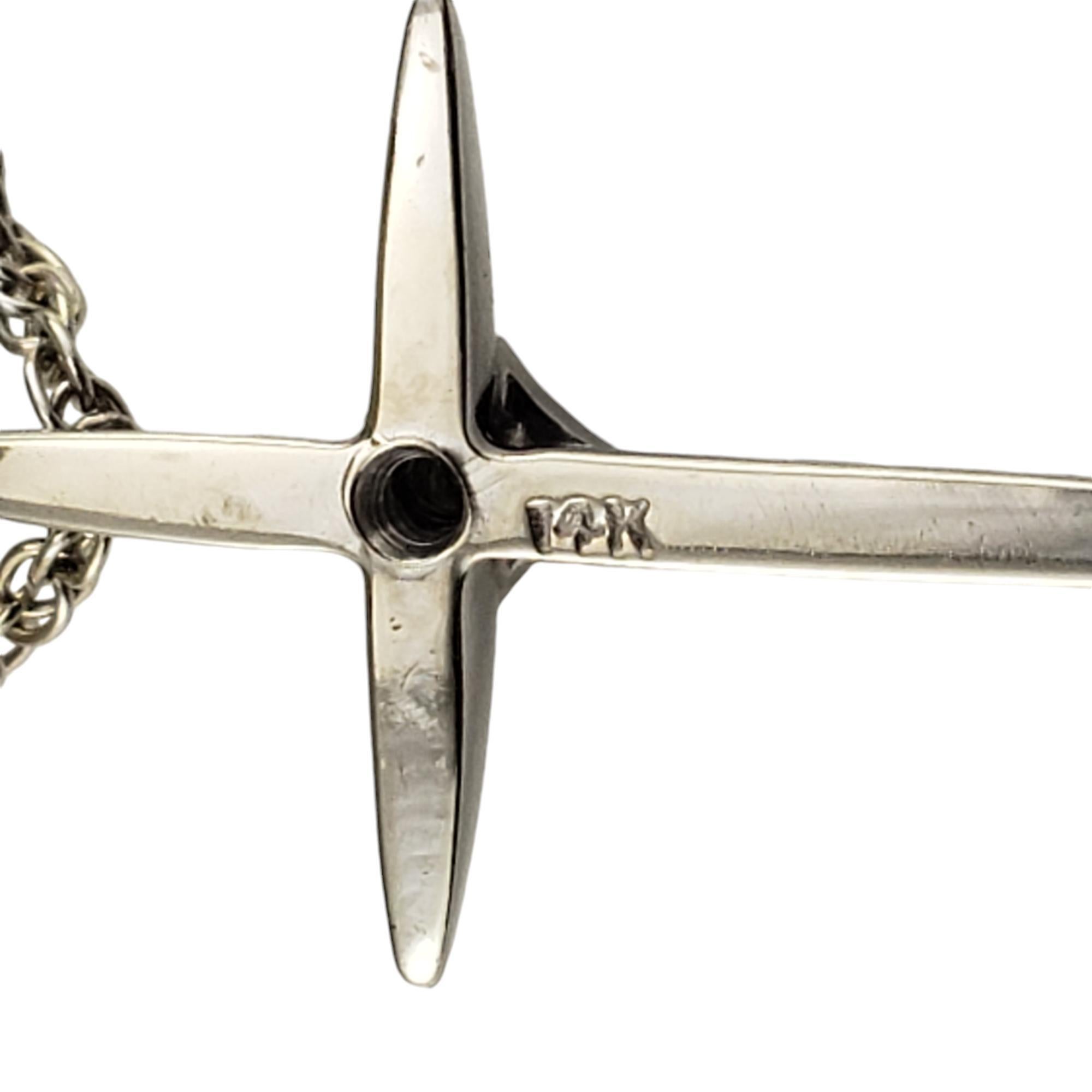 Women's 14 Karat White Gold and Diamond Cross Pendant Necklace #18836 For Sale