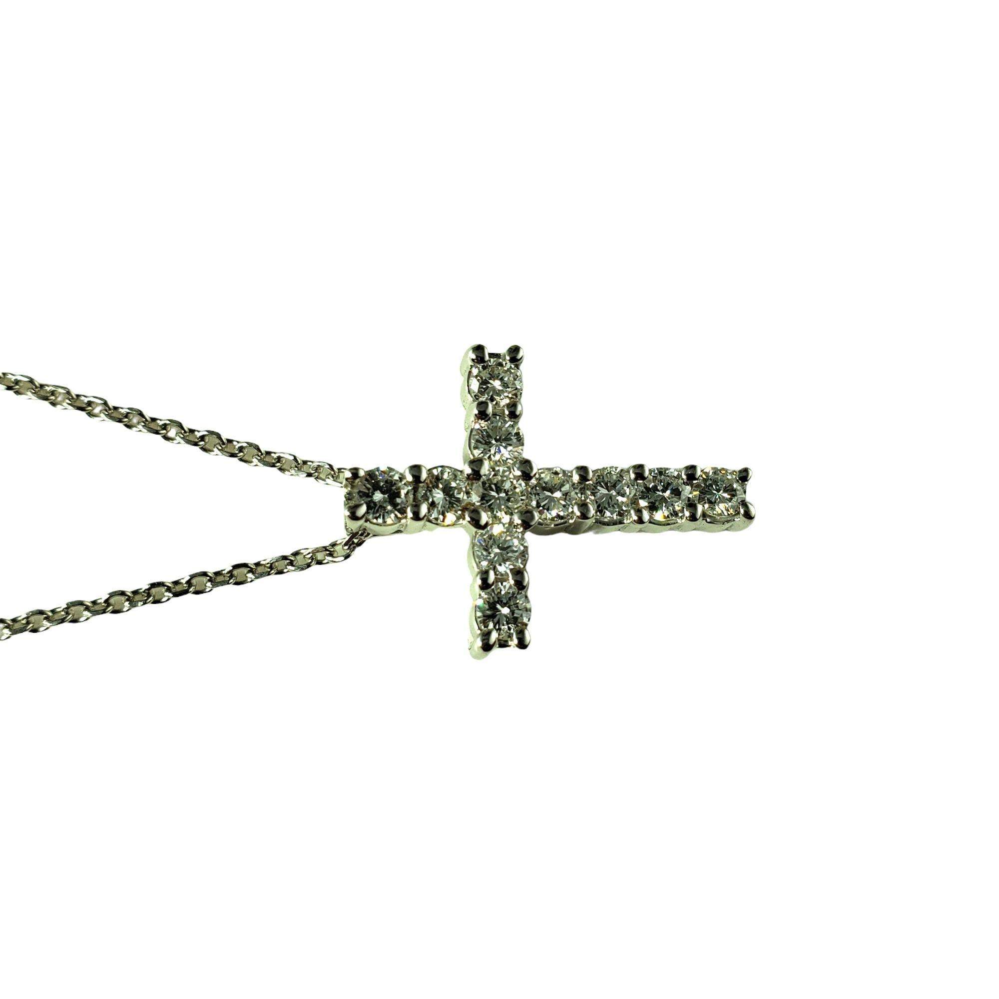 Brilliant Cut 14 Karat White Gold and Diamond Cross Pendant Necklace #14889 For Sale