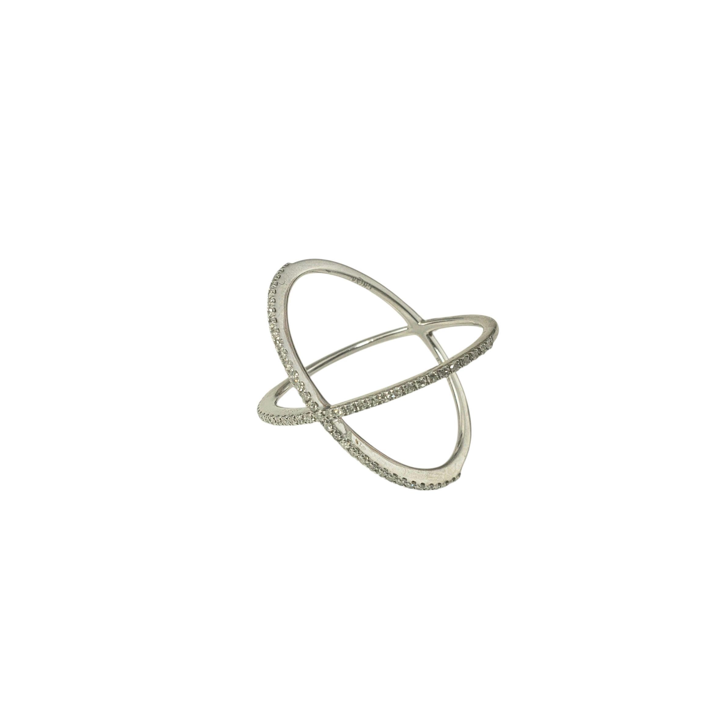 Taglio singolo Anello incrociato in oro bianco 14 carati e diamanti misura 7,25-7,5 #22422 in vendita
