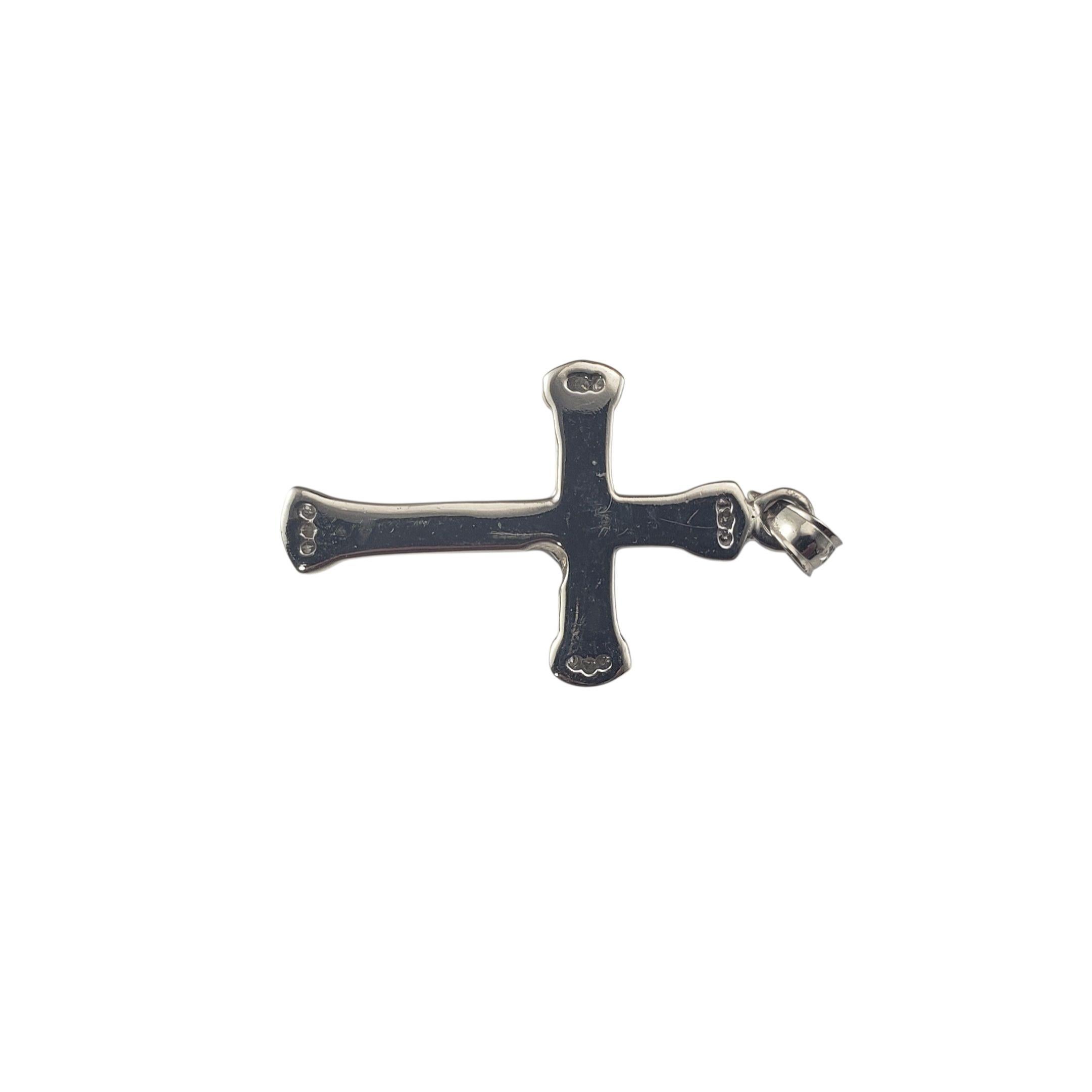 14 Karat White Gold and Diamond Crucifix Pendant #22665 In Good Condition For Sale In Washington Depot, CT