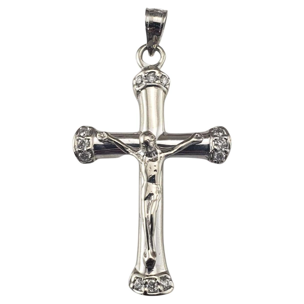 14 Karat White Gold and Diamond Crucifix Pendant #22665