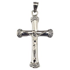 14 Karat White Gold and Diamond Crucifix Pendant #22665