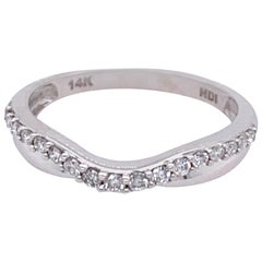 14 Karat White Gold and Diamond Curved Wedding Band
